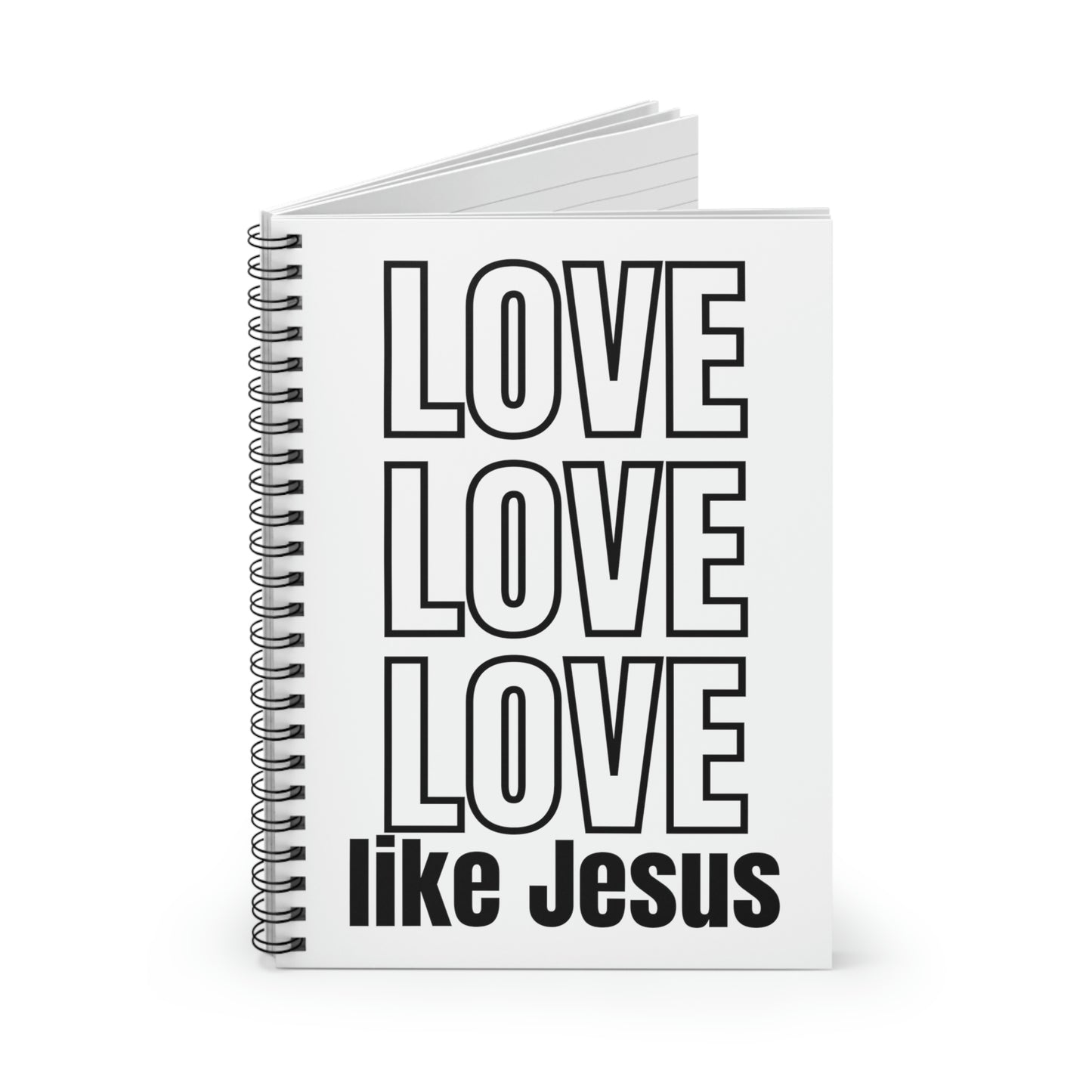 Love Like Jesus Blank Notebook, Minimalist Prayer Journal, Bible Journal, Christian Merch Spiral Notebook - Ruled Line