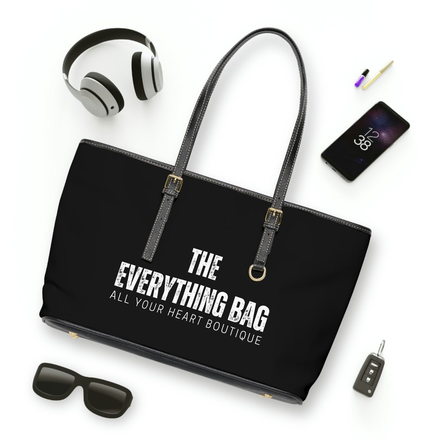 The Everything Faux Leather Tote Bag, Designer Inspired Bag, Never Full Carryall, Work Bag, Custom Cute Shoulder Bag, PU Leather School Bag