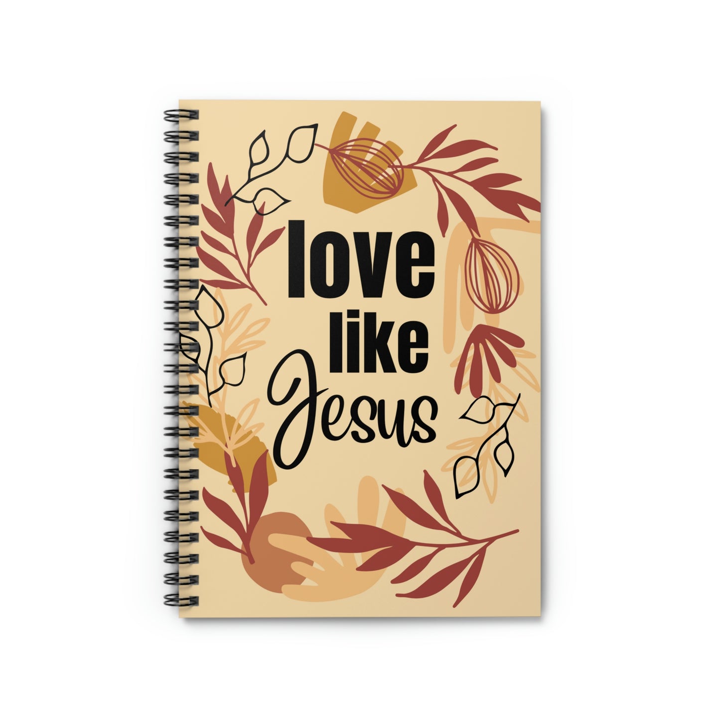 Christian Notebook, Bible Journal, Prayer Journal, Love Like Jesus, Christian Merch Blank Spiral Notebook - Ruled Line