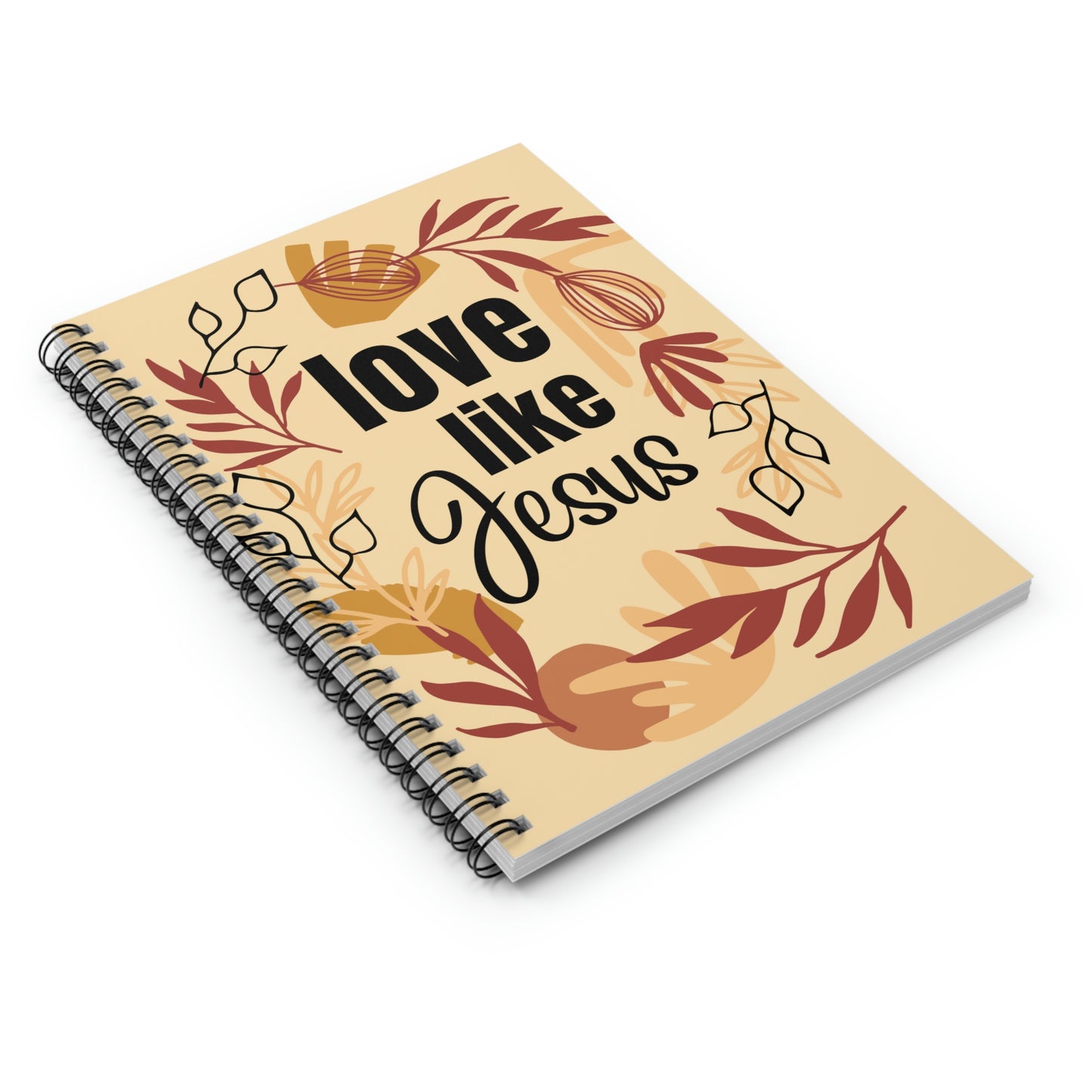 Christian Notebook, Bible Journal, Prayer Journal, Love Like Jesus, Christian Merch Blank Spiral Notebook - Ruled Line