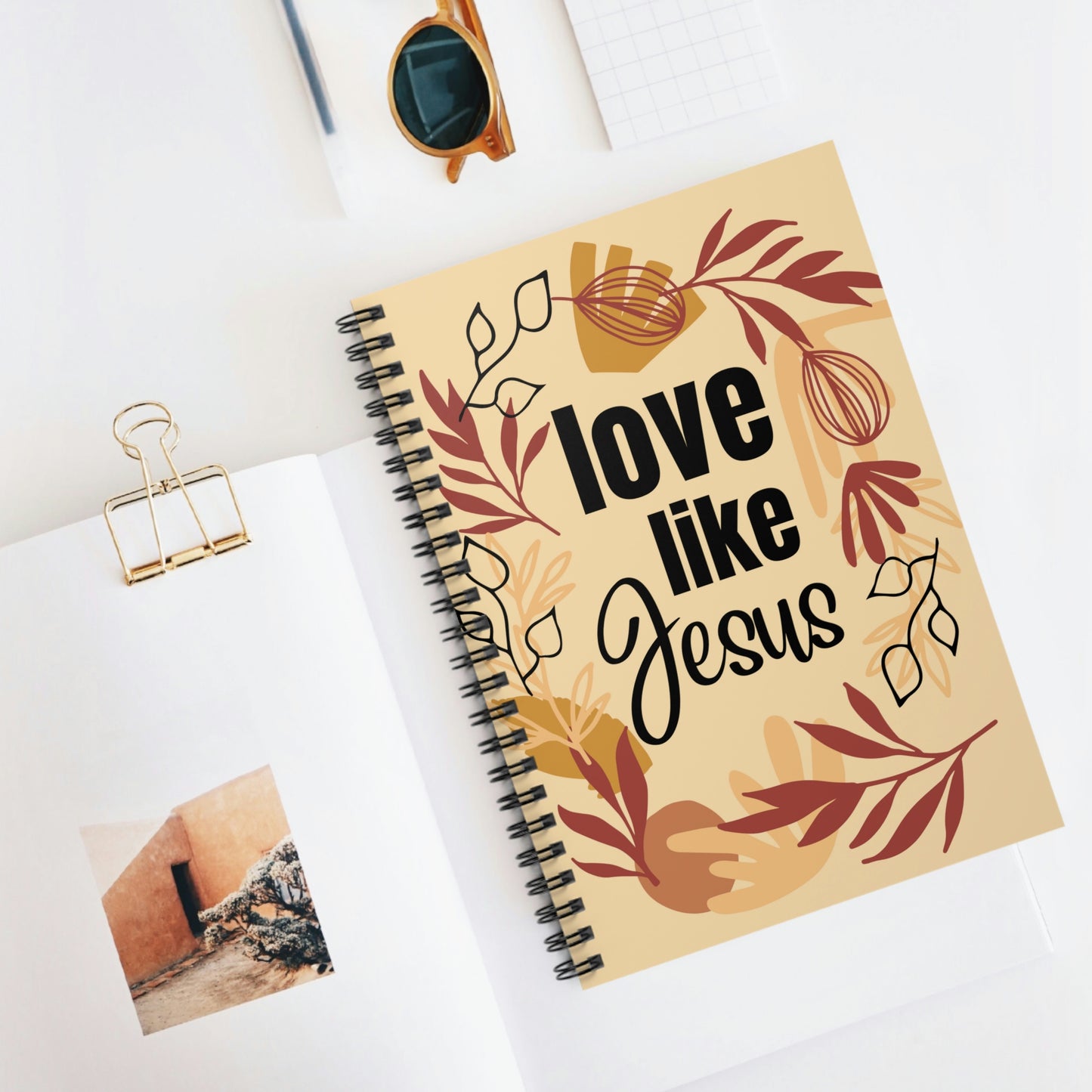 Christian Notebook, Bible Journal, Prayer Journal, Love Like Jesus, Christian Merch Blank Spiral Notebook - Ruled Line