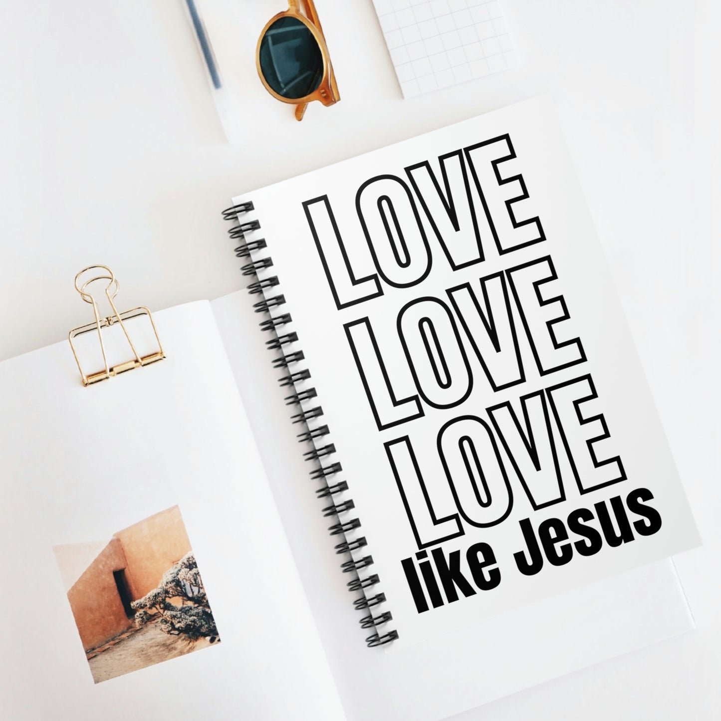 Love Like Jesus Blank Notebook, Minimalist Prayer Journal, Bible Journal, Christian Merch Spiral Notebook - Ruled Line