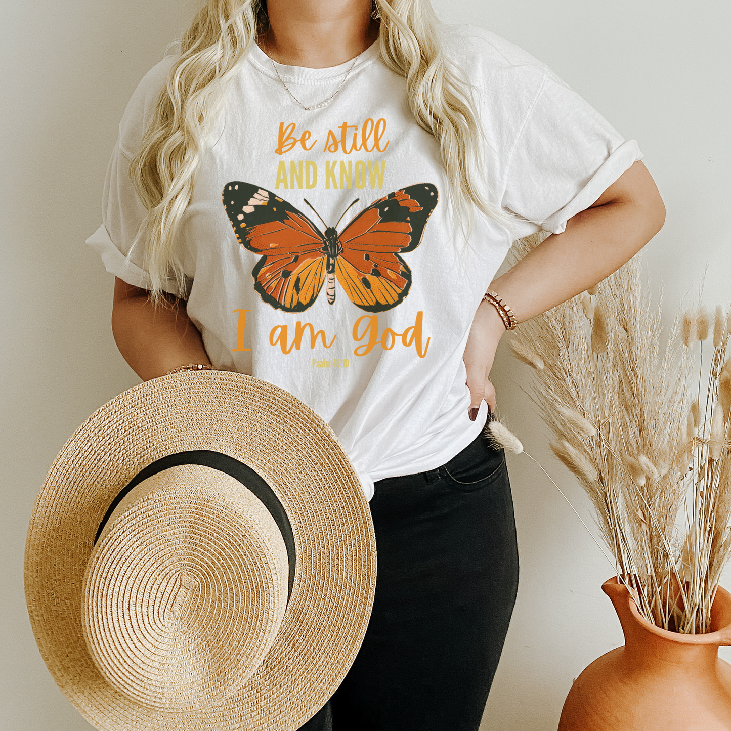 Be Still and Know I am God, Psalm 46:10, Butterfly Shirt, Comfort Colors Christian T-Shirt