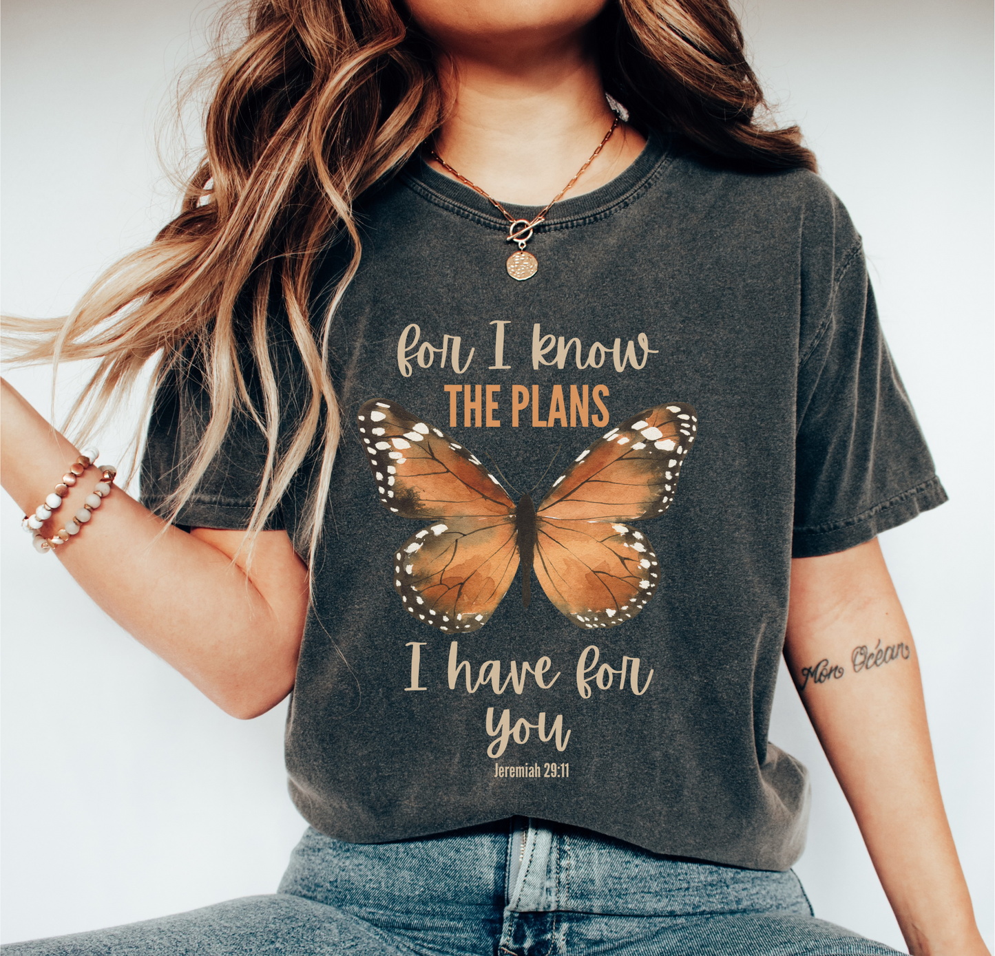 Jeremiah 29:11, For I know the Plans I Have for You, Butterfly, Comfort Colors Christian T-Shirt