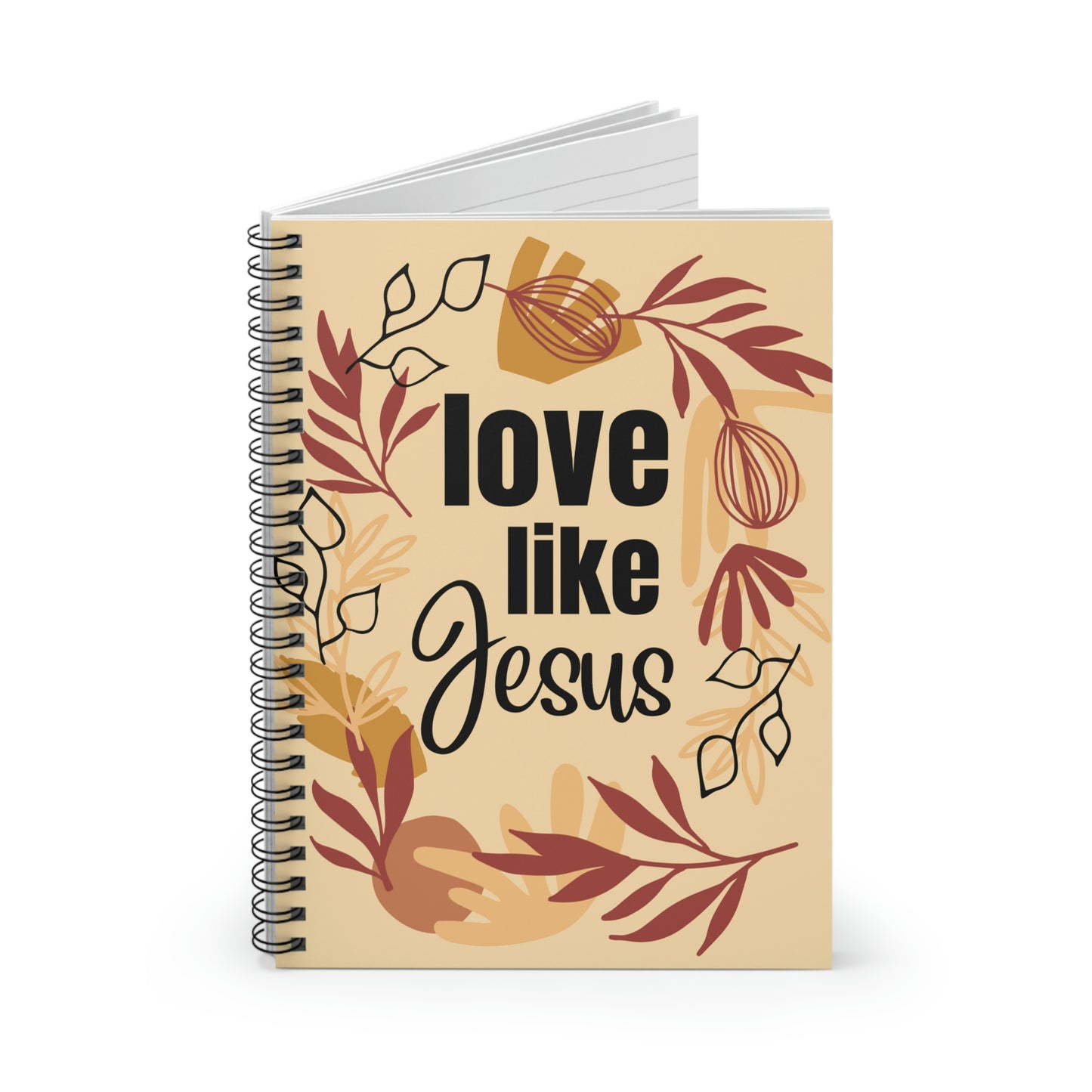 Christian Notebook, Bible Journal, Prayer Journal, Love Like Jesus, Christian Merch Blank Spiral Notebook - Ruled Line