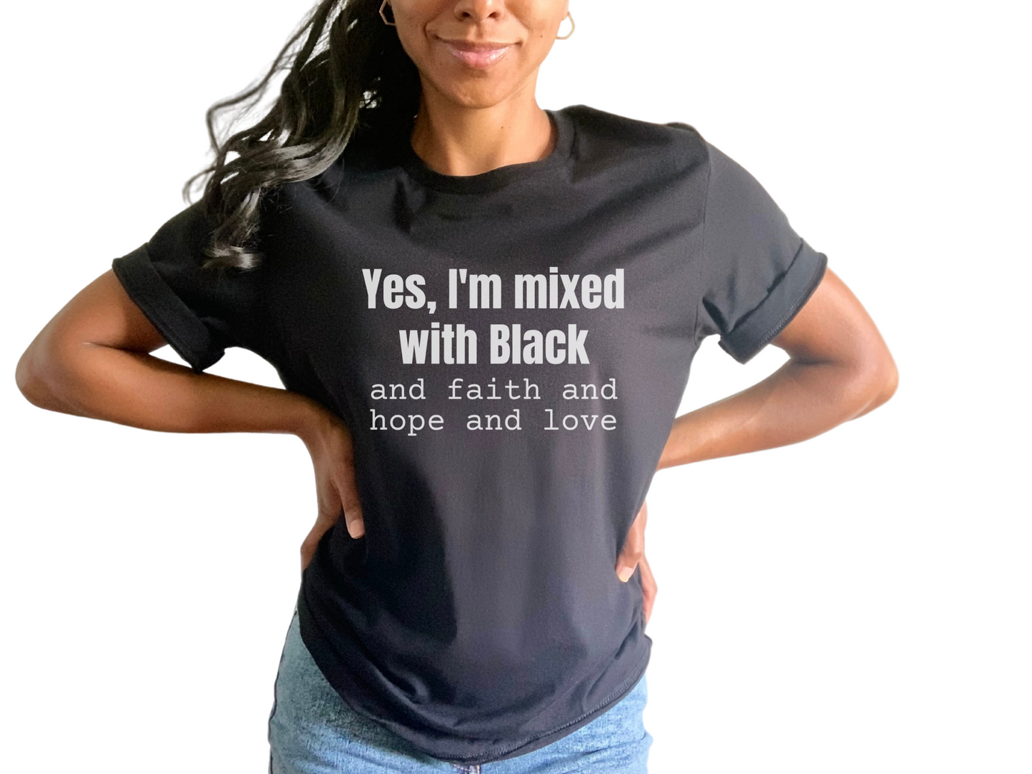 Im black mixed store with black shirt